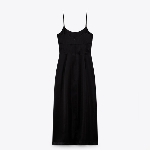 ZARA Black Corset Effect Satin Effect Slip Midi Maxi Dress $69.90 - Picture 7 of 12